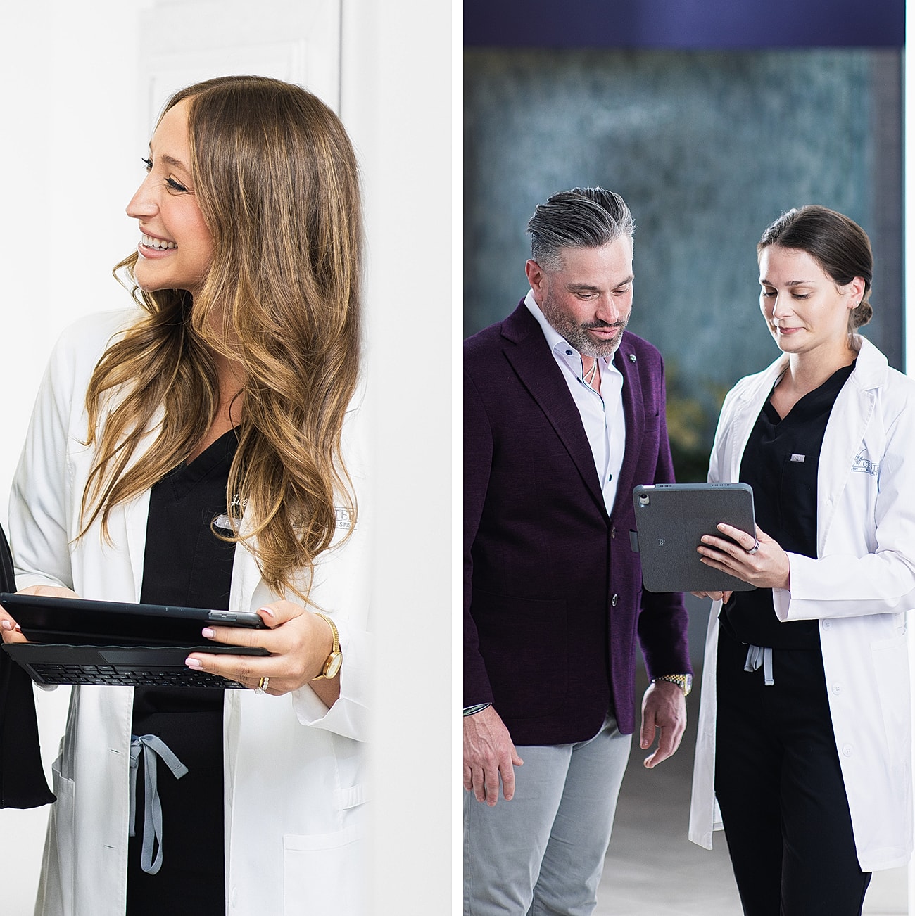 Medical professionals collaborating with technology.
